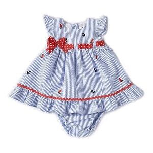 NWOT Rare Editions Baby Girl Striped Nautical Dress